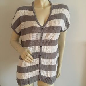 Dex cap sleeved Knit top button up